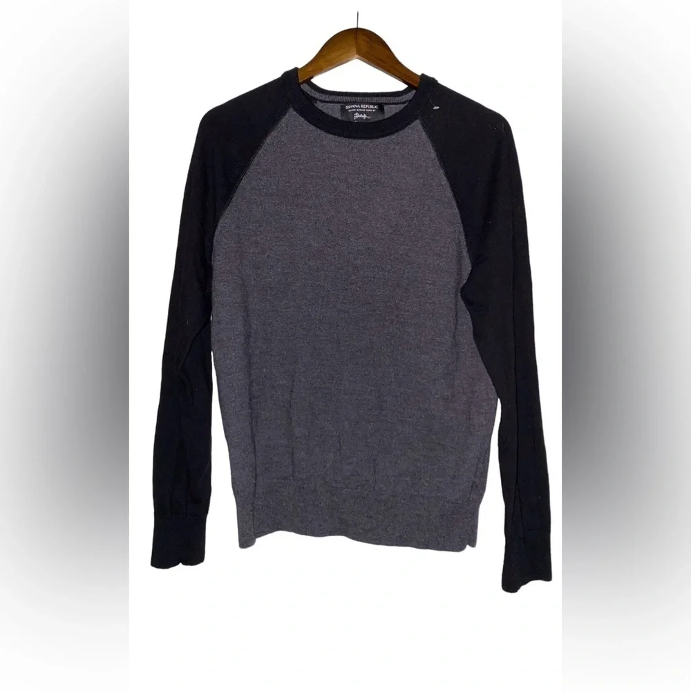 Banana Republic Luxe Baruffa‎ Men L Merino Wool Colorblock Long Sleeve Sweater